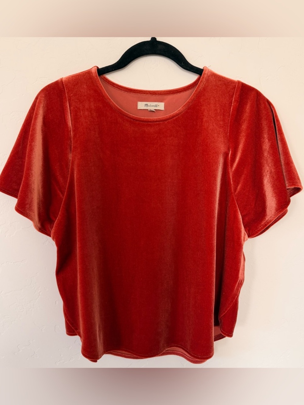 Madewell Velvet Short Sleeve Blouse Size XS